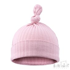 H4600-DP: Dusty Pink Ribbed Knot Hat (0-6 Months)